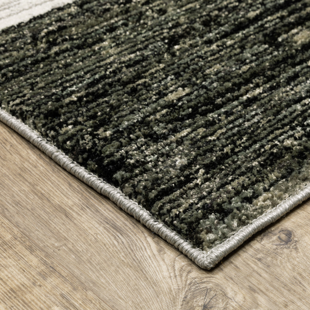 3' X 5' Charcoal Grey And Ivory Geometric Power Loom Stain Resistant Area Rug
