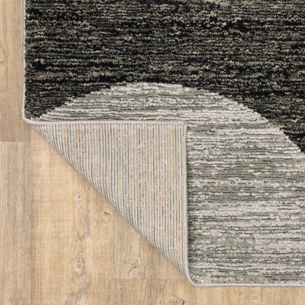 3' X 5' Charcoal Grey And Ivory Geometric Power Loom Stain Resistant Area Rug