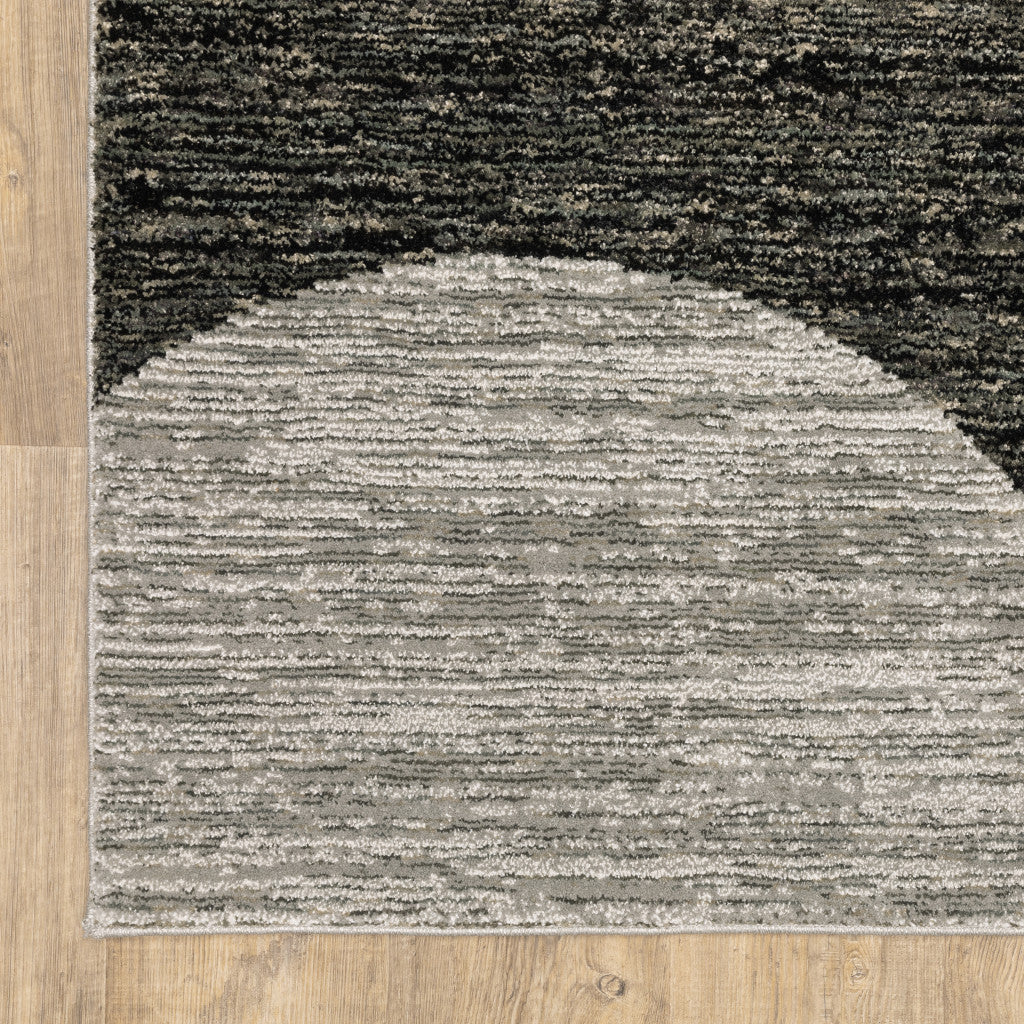 3' X 5' Charcoal Grey And Ivory Geometric Power Loom Stain Resistant Area Rug