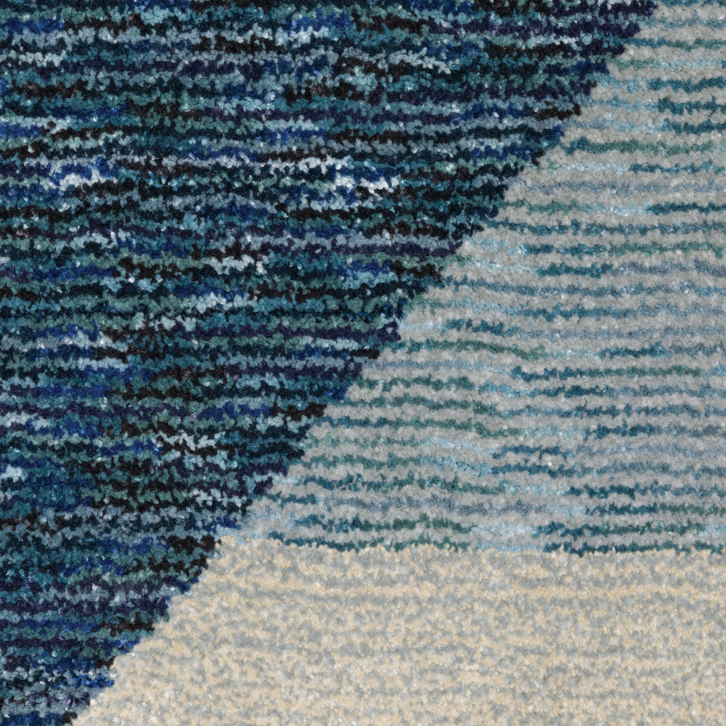 10' X 13' Blue Purple Grey And Teal Geometric Power Loom Area Rug