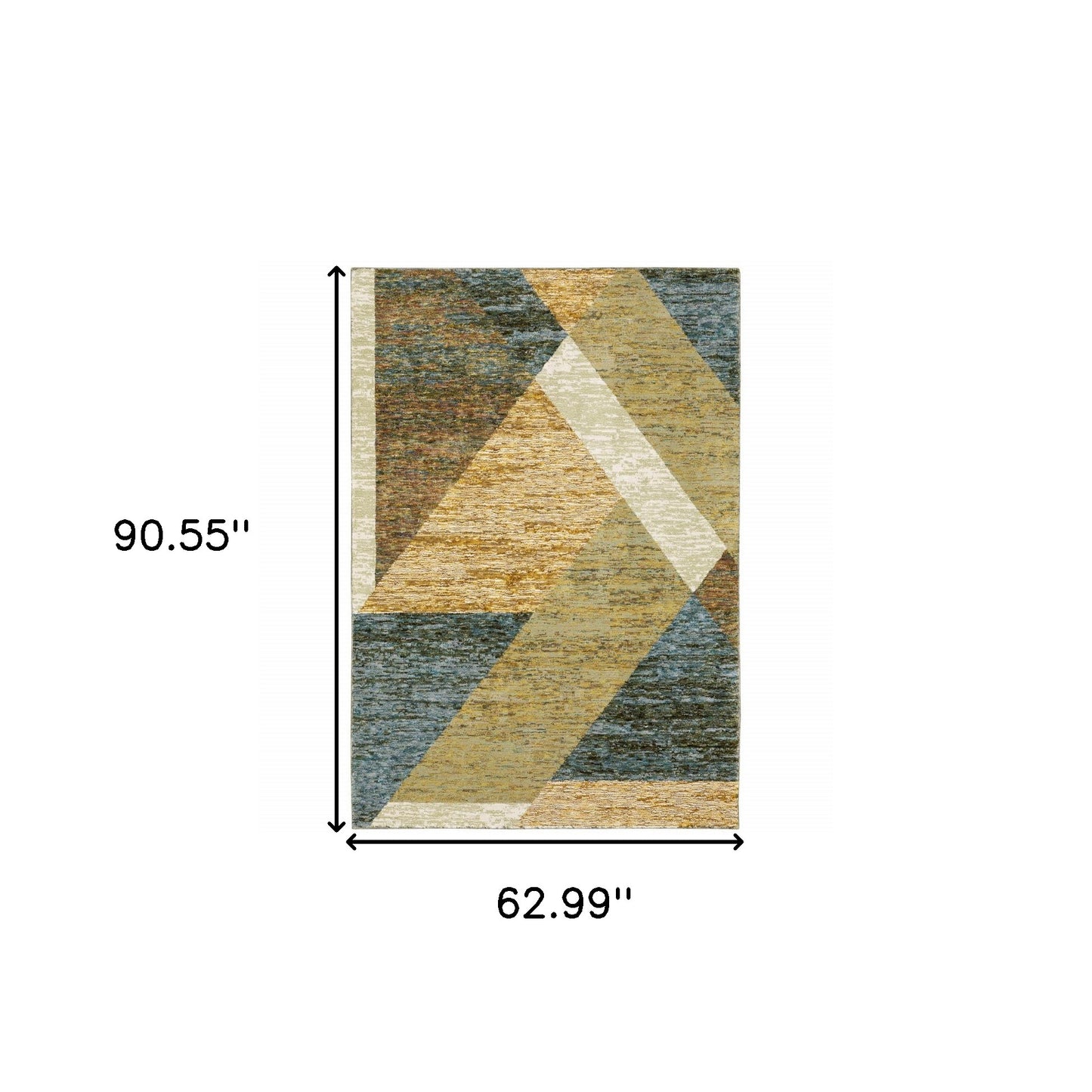 5' X 7' Gold Blue Green Rust Beige Purple And Teal Geometric Power Loom Stain Resistant Area Rug
