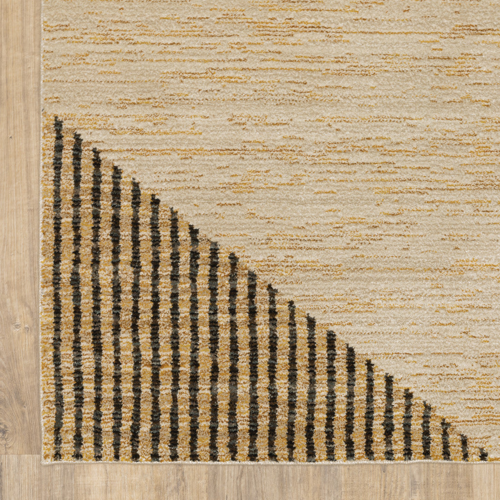 8' X 10' Gold Brown Blue Charcoal Rust And Beige Geometric Power Loom Stain Resistant Area Rug