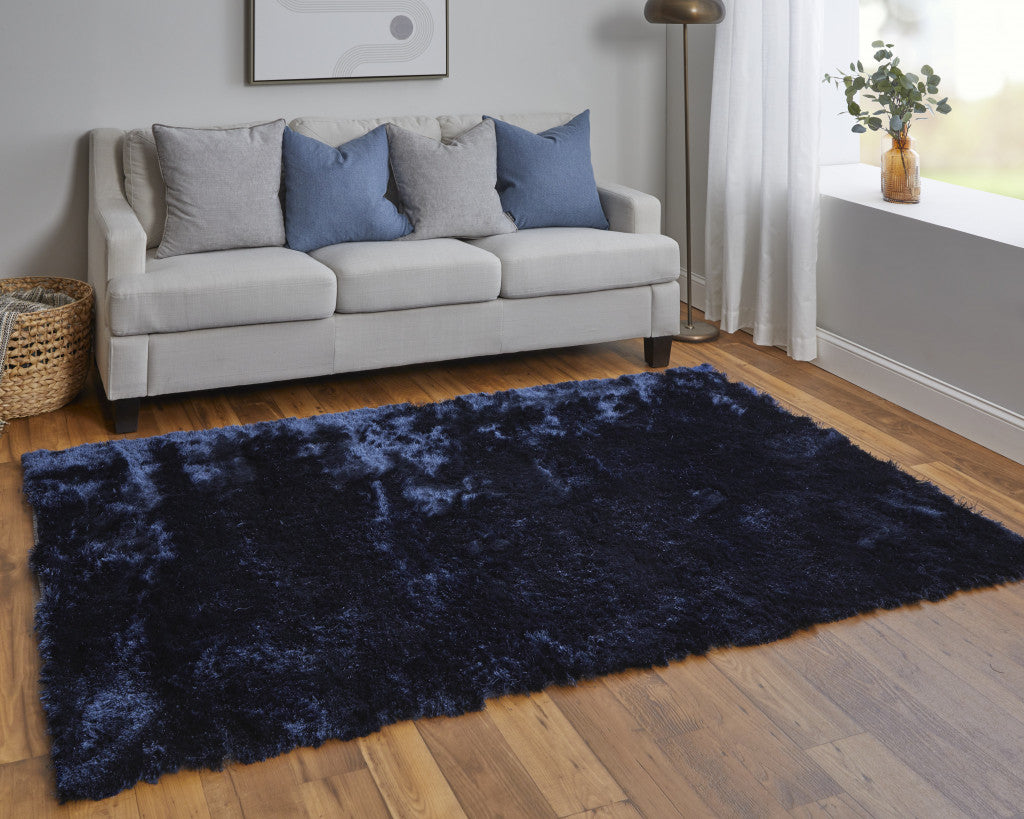 2' X 3' Black Shag Tufted Handmade Area Rug
