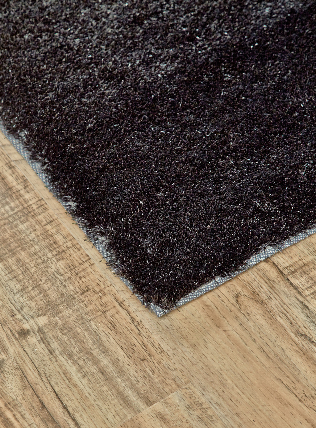 2' X 3' Black And Gray Shag Tufted Handmade Area Rug