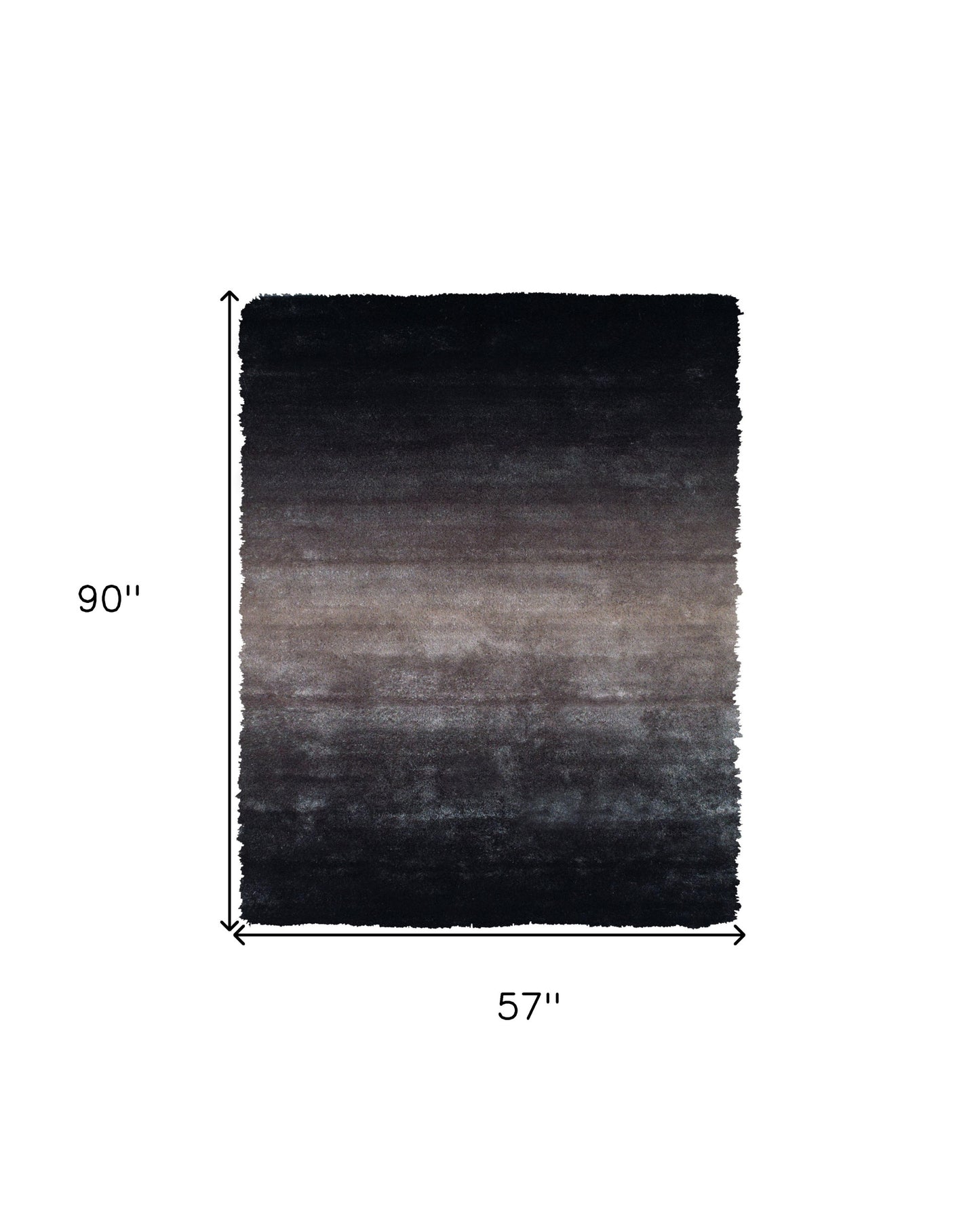 2' X 3' Black And Gray Shag Tufted Handmade Area Rug