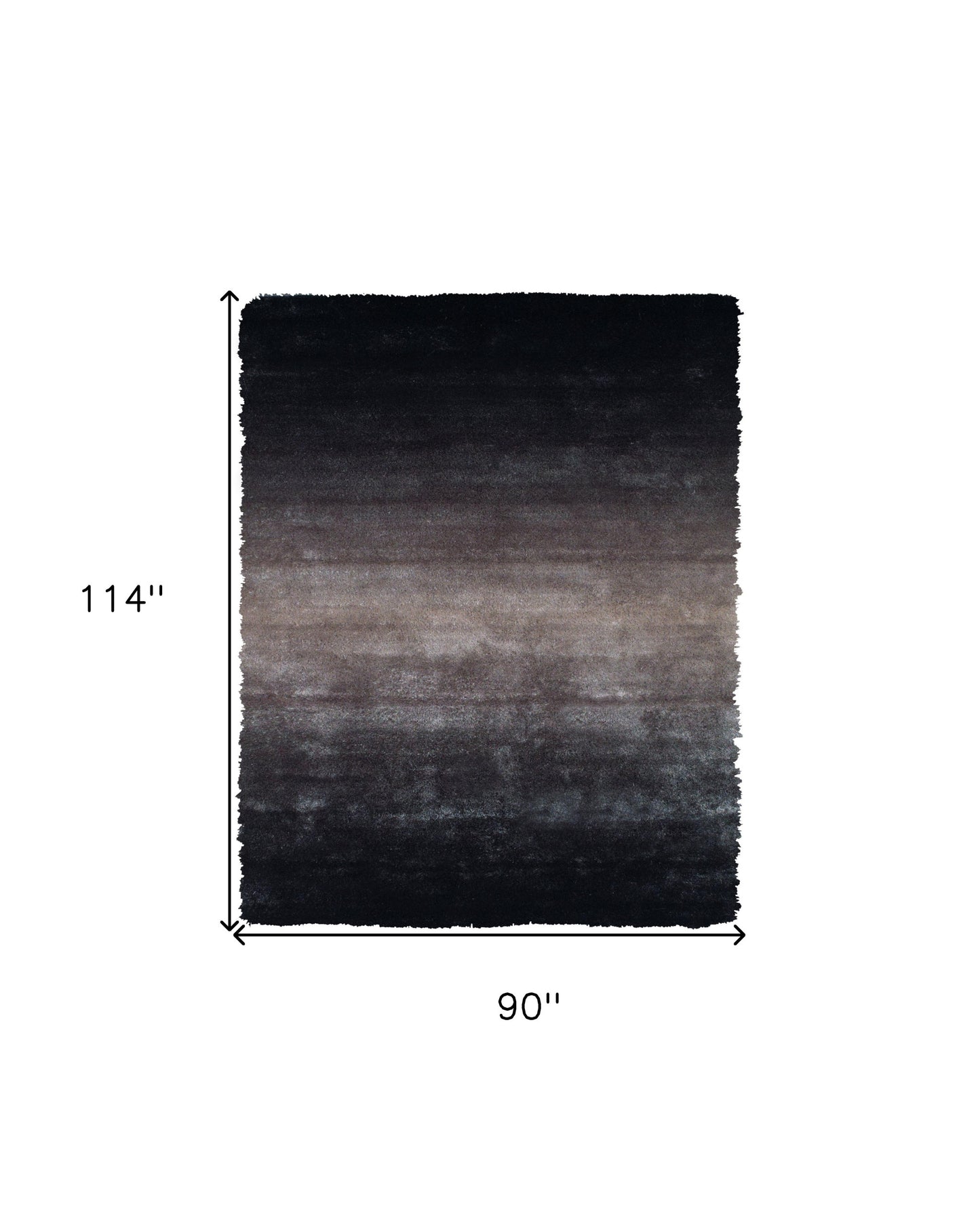 2' X 3' Black And Gray Shag Tufted Handmade Area Rug