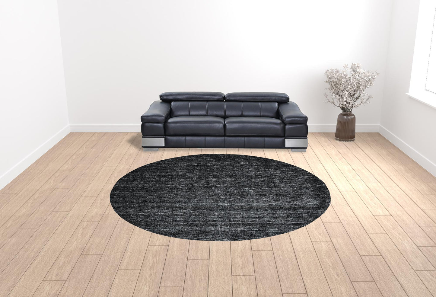 8' X 11' Blue Wool Hand Woven Stain Resistant Area Rug