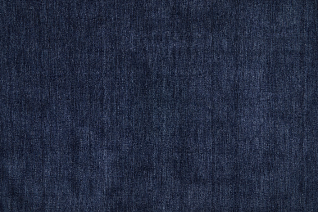 8' X 11' Blue Wool Hand Woven Stain Resistant Area Rug