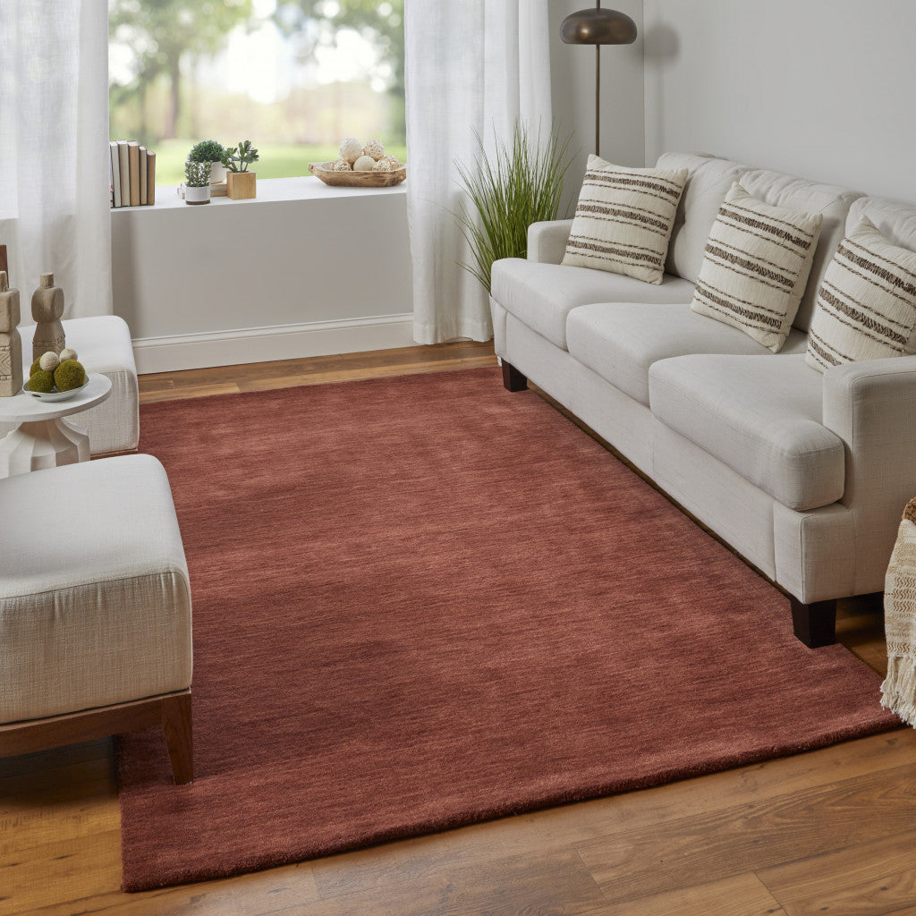 8' X 11' Blue Wool Hand Woven Stain Resistant Area Rug