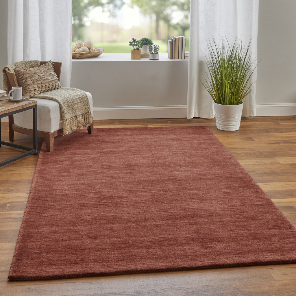 8' X 11' Blue Wool Hand Woven Stain Resistant Area Rug