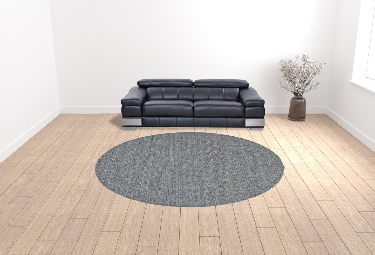 8' X 11' Blue Wool Hand Woven Stain Resistant Area Rug
