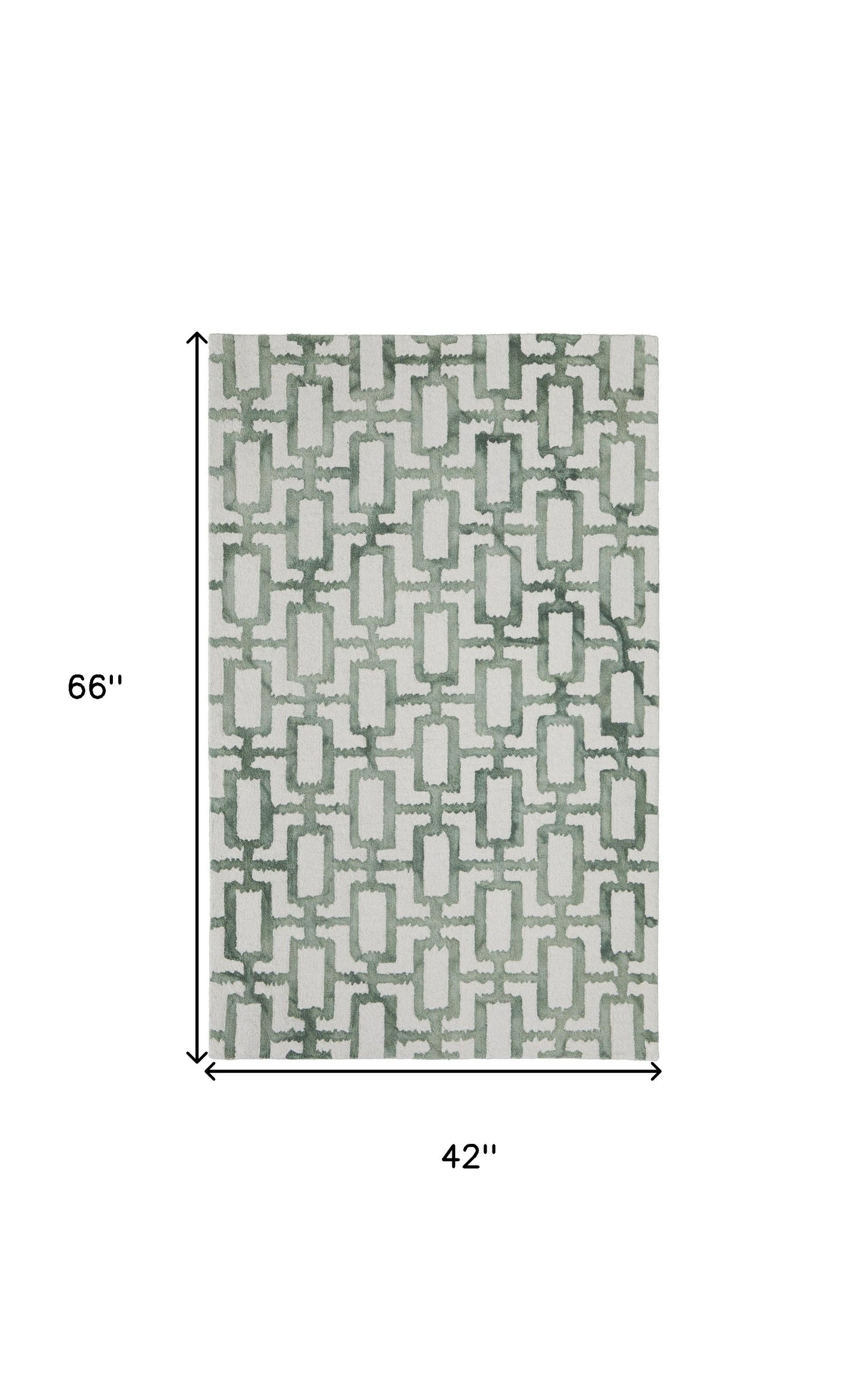 8' X 11' Ivory And Green Wool Geometric Tufted Handmade Area Rug