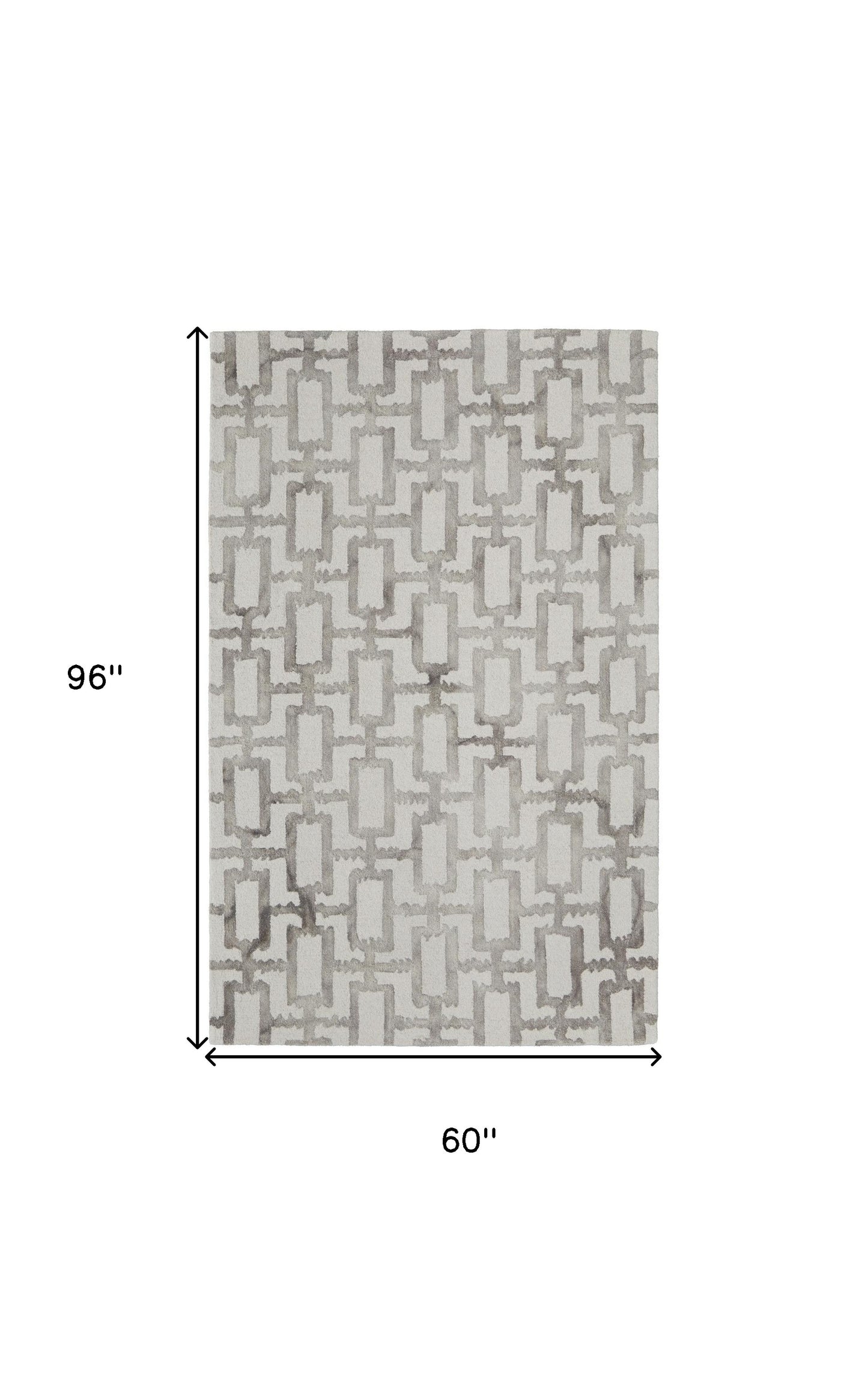 8' X 11' Ivory And Green Wool Geometric Tufted Handmade Area Rug