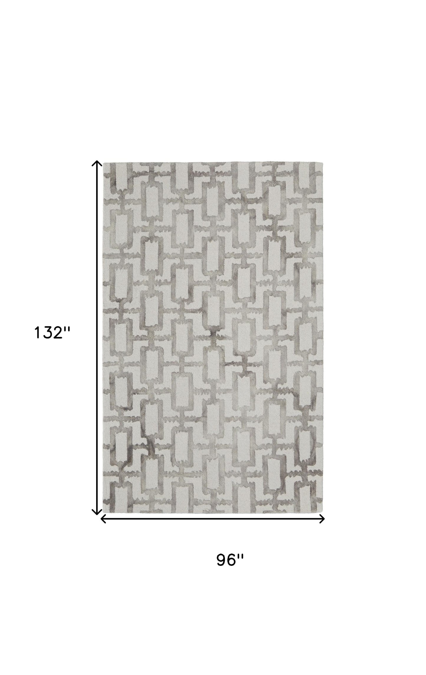 8' X 11' Ivory And Green Wool Geometric Tufted Handmade Area Rug