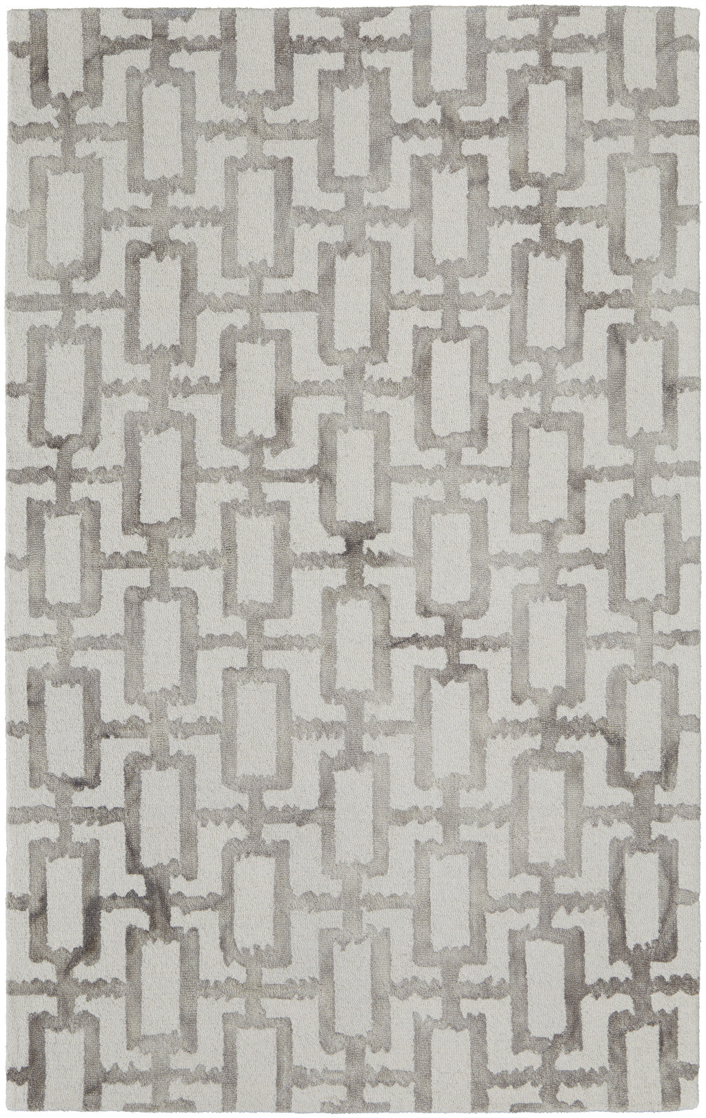 8' X 11' Ivory And Green Wool Geometric Tufted Handmade Area Rug