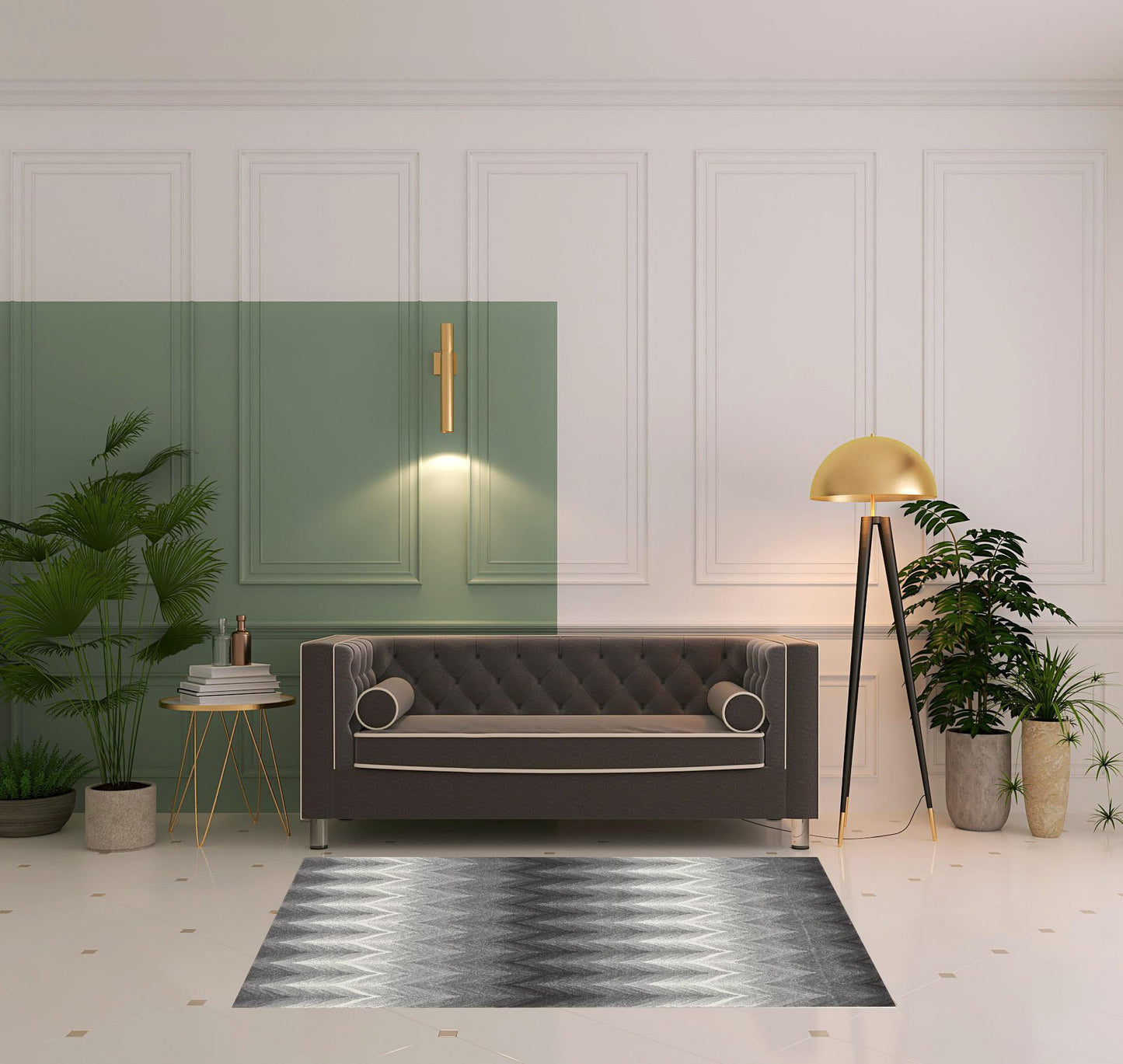 4' X 6' Gray And White Geometric Area Rug
