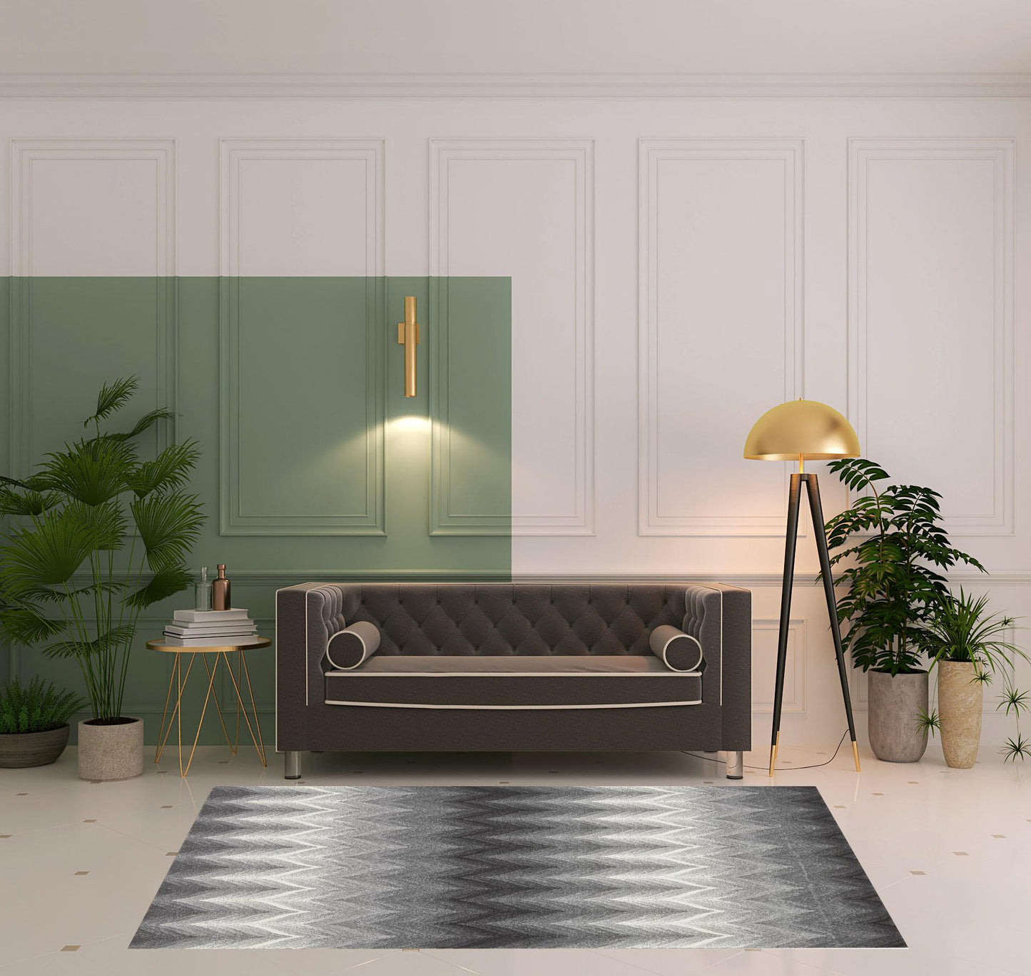 4' X 6' Gray And White Geometric Area Rug