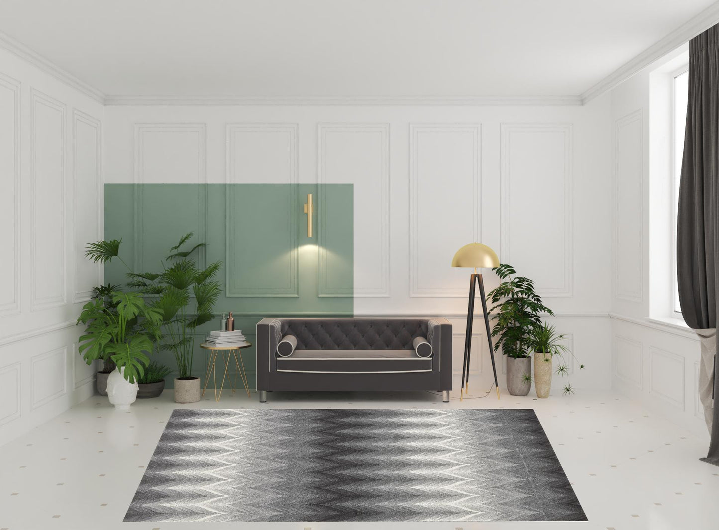 4' X 6' Gray And White Geometric Area Rug