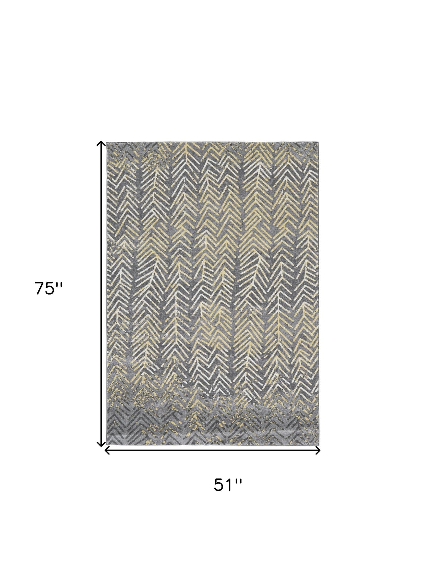 4' X 6' Gray Yellow And White Abstract Stain Resistant Area Rug