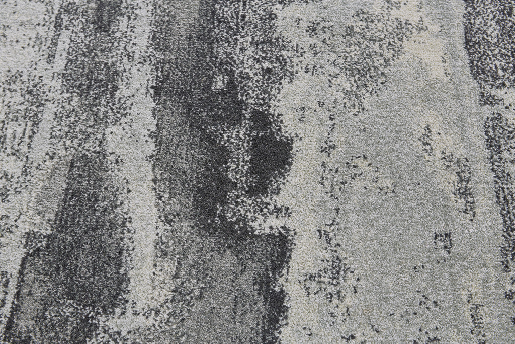 4' X 6' Gray And Black Abstract Stain Resistant Area Rug