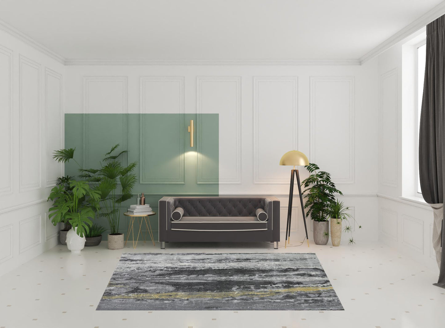4' X 6' Gray And Black Abstract Stain Resistant Area Rug