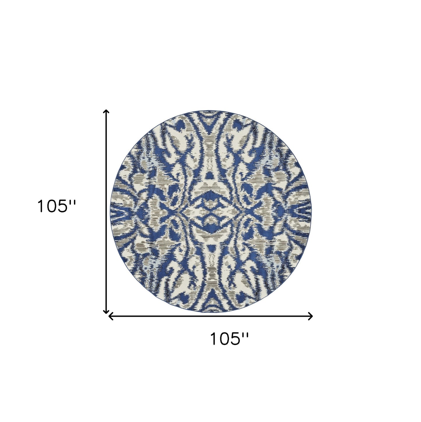2' X 4' Blue Taupe And Ivory Ikat Distressed Area Rug