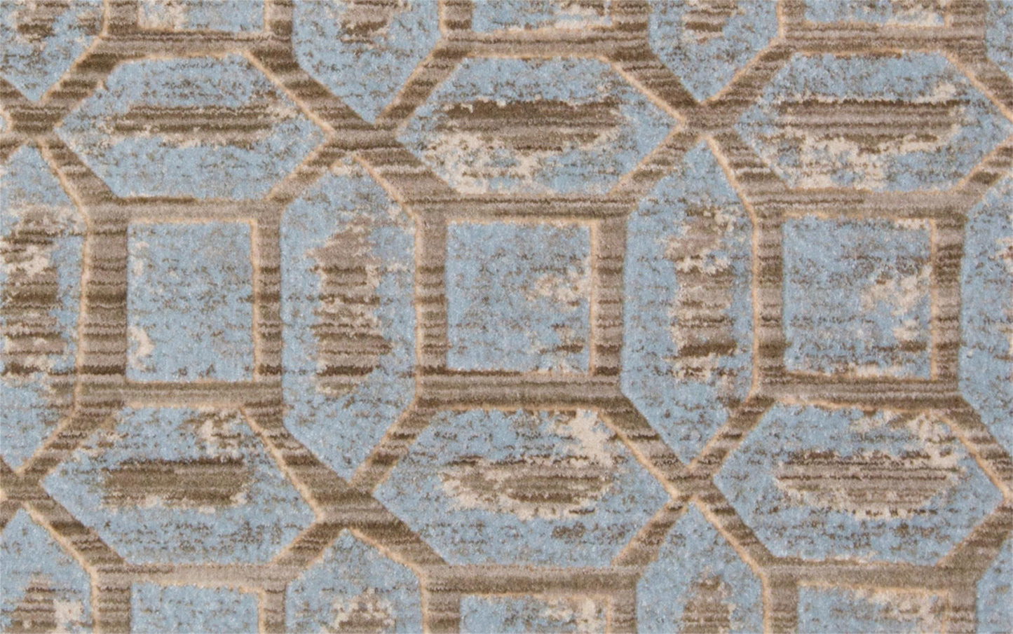2' X 4' Blue Taupe And Ivory Floral Distressed Stain Resistant Area Rug