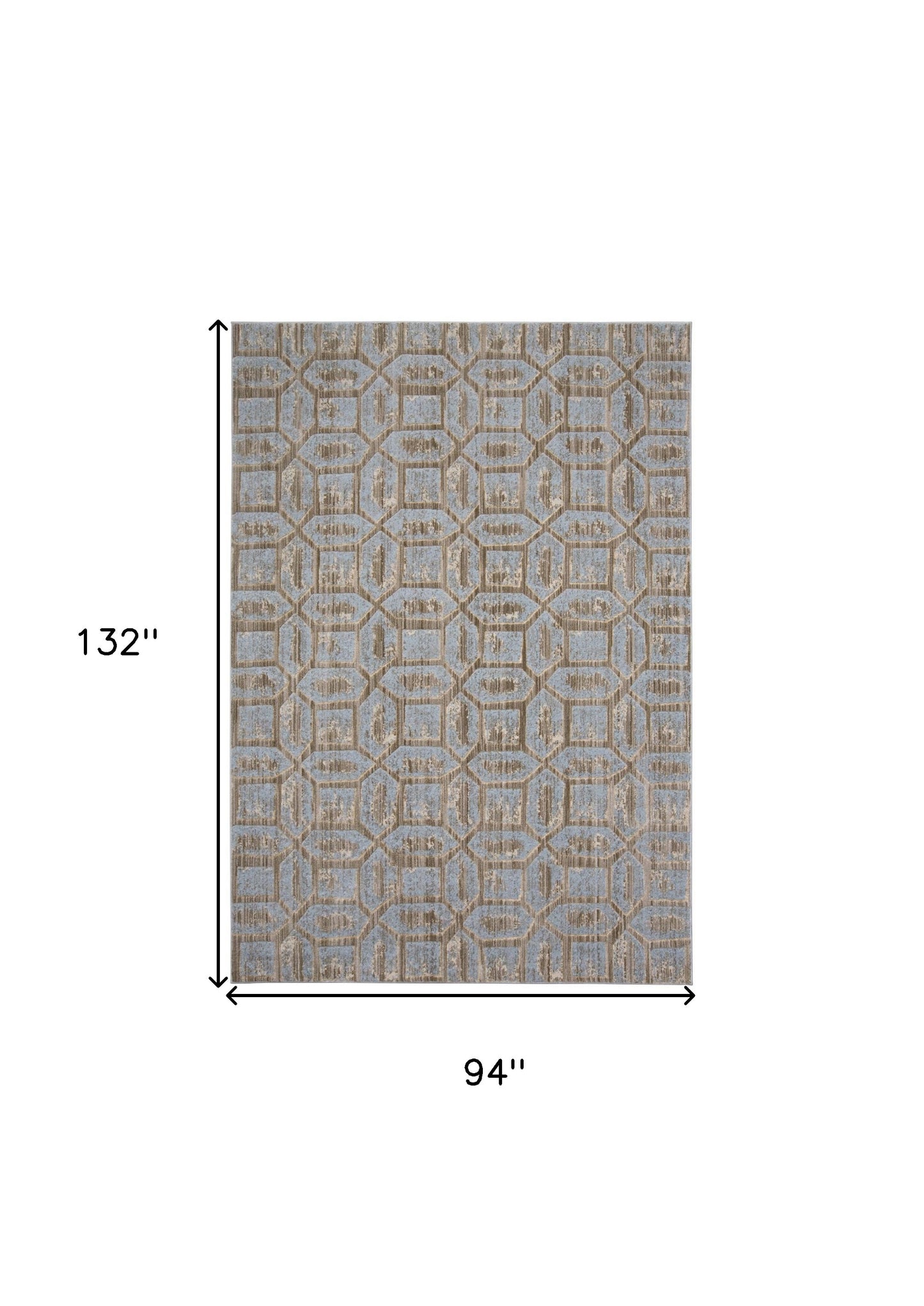 2' X 4' Blue Taupe And Ivory Floral Distressed Stain Resistant Area Rug