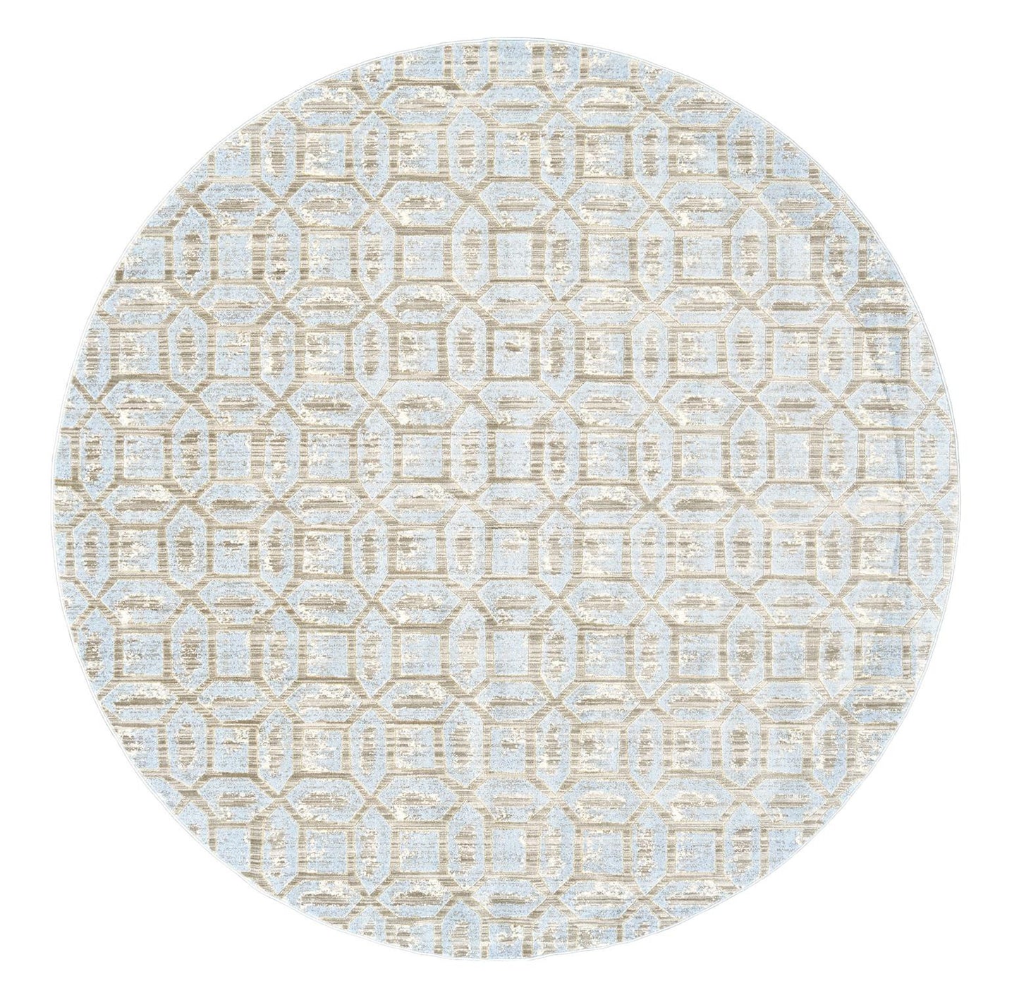 2' X 4' Blue Taupe And Ivory Floral Distressed Stain Resistant Area Rug