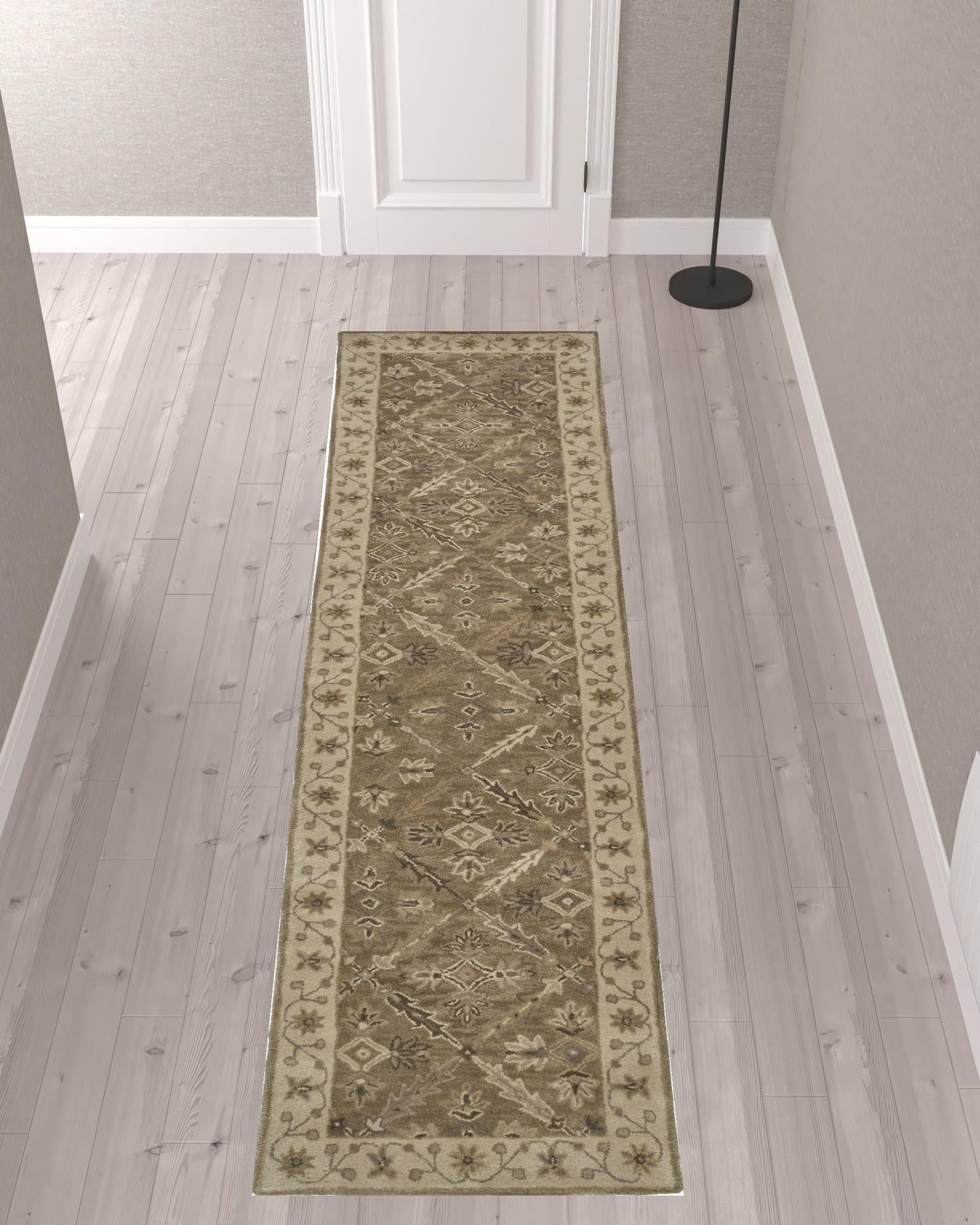 4' X 6' Green Brown And Taupe Wool Paisley Tufted Handmade Stain Resistant Area Rug