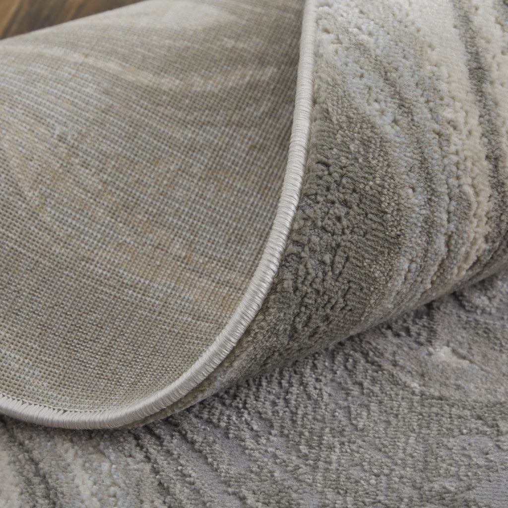 5' X 8' Gray Ivory And Silver Abstract Stain Resistant Area Rug