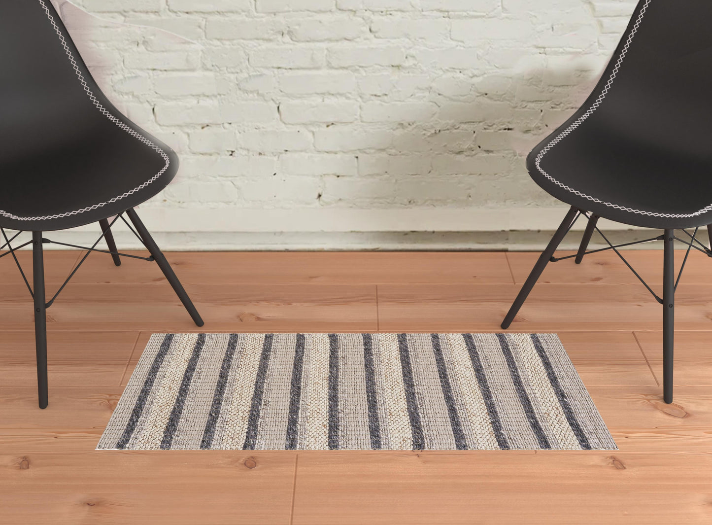4' X 6' Ivory Tan And Gray Wool Hand Woven Stain Resistant Area Rug