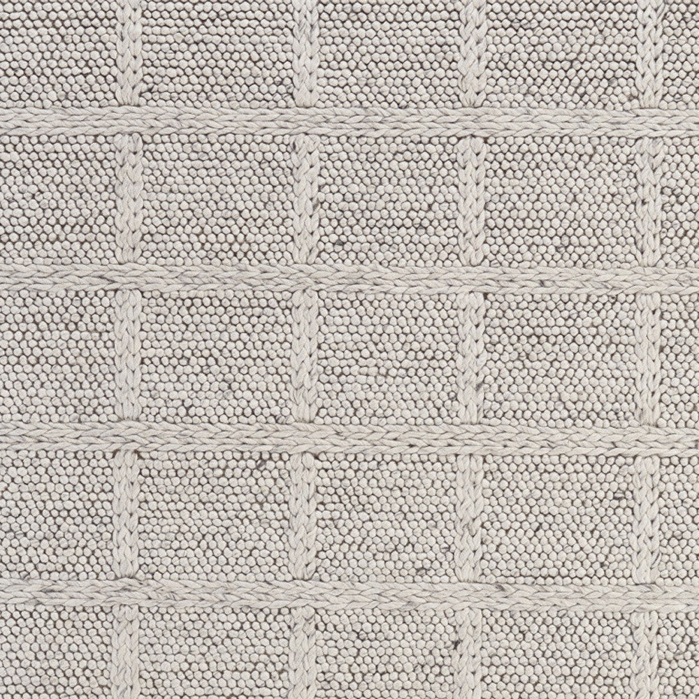 5' X 8' Ivory And Gray Wool Plaid Hand Woven Stain Resistant Area Rug