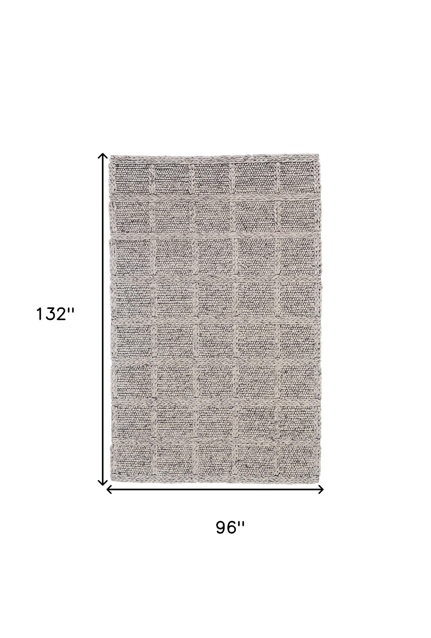 5' X 8' Ivory And Gray Wool Plaid Hand Woven Stain Resistant Area Rug
