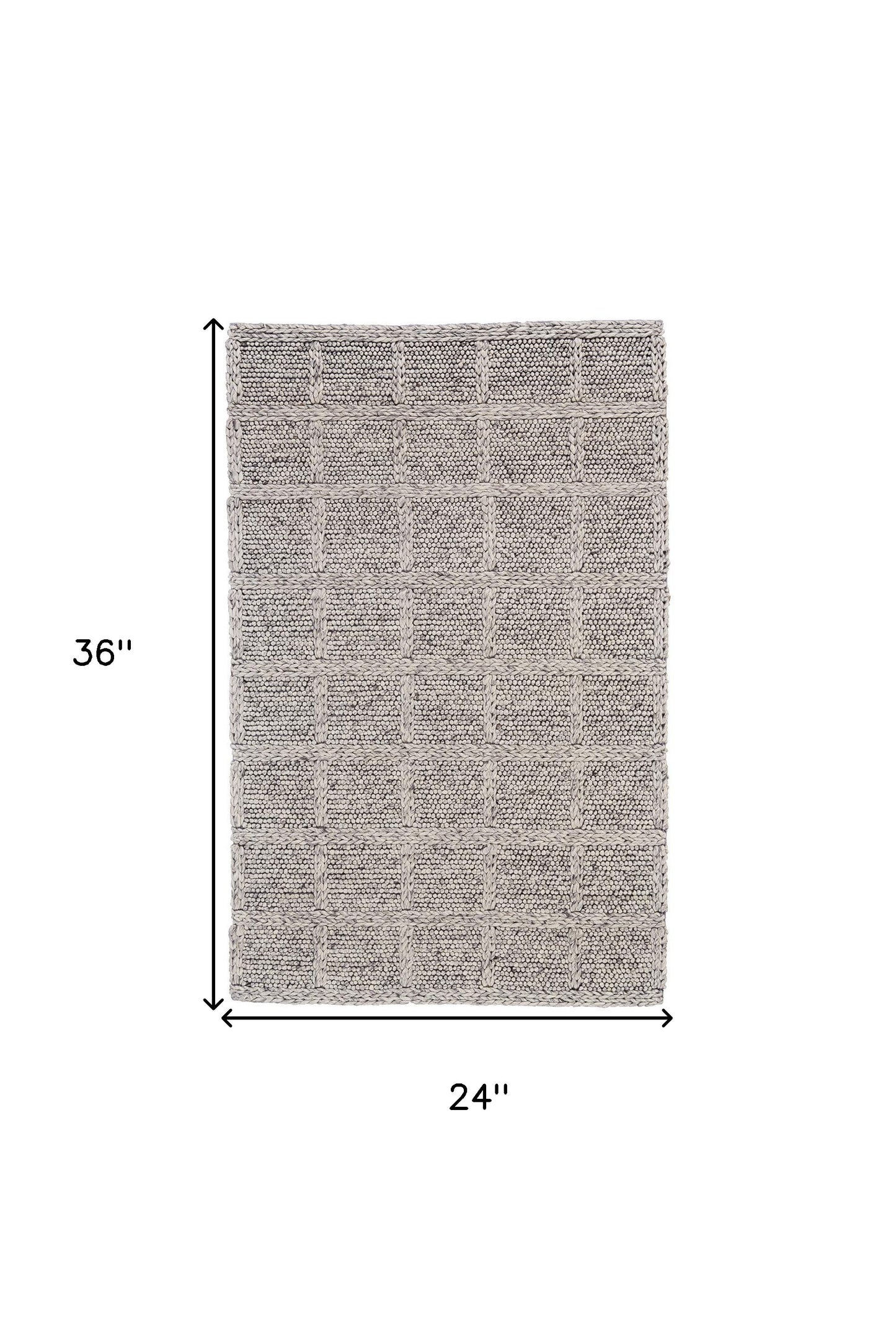5' X 8' Ivory And Gray Wool Plaid Hand Woven Stain Resistant Area Rug