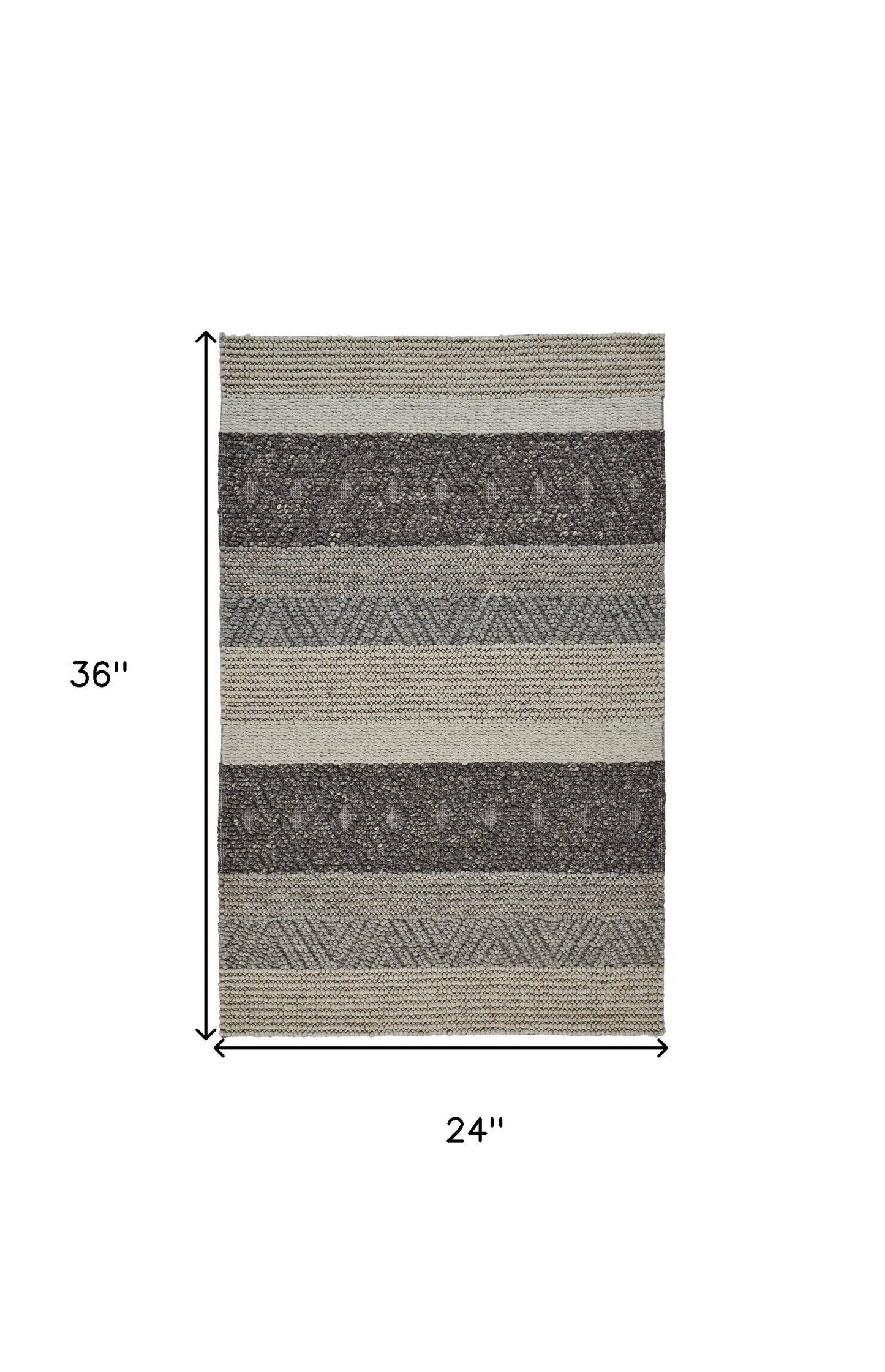 8' X 11' Gray Taupe And Tan Wool Striped Hand Woven Stain Resistant Area Rug