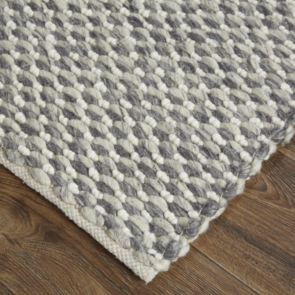 4' X 6' Gray And Ivory Wool Floral Hand Woven Stain Resistant Area Rug
