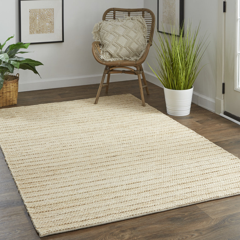 2' X 3' Tan Ivory And Taupe Hand Woven Area Rug