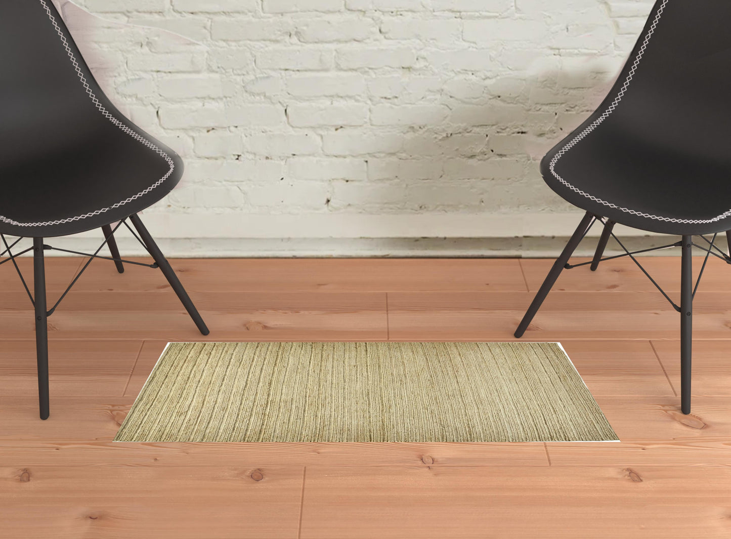 2' X 3' Tan Ivory And Taupe Hand Woven Area Rug