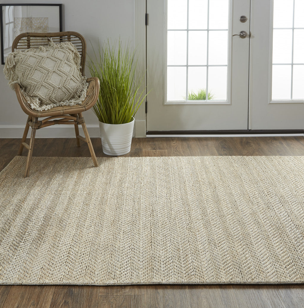 8' X 11' Tan And Gray Hand Woven Area Rug