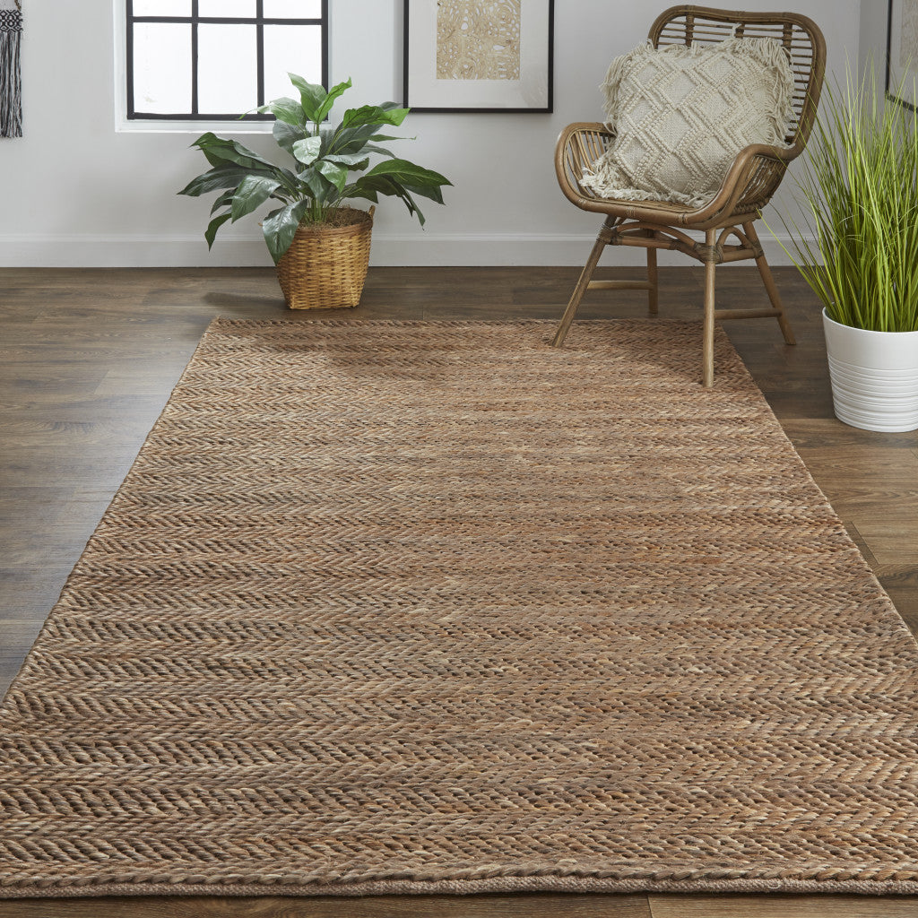 8' X 11' Tan And Gray Hand Woven Area Rug