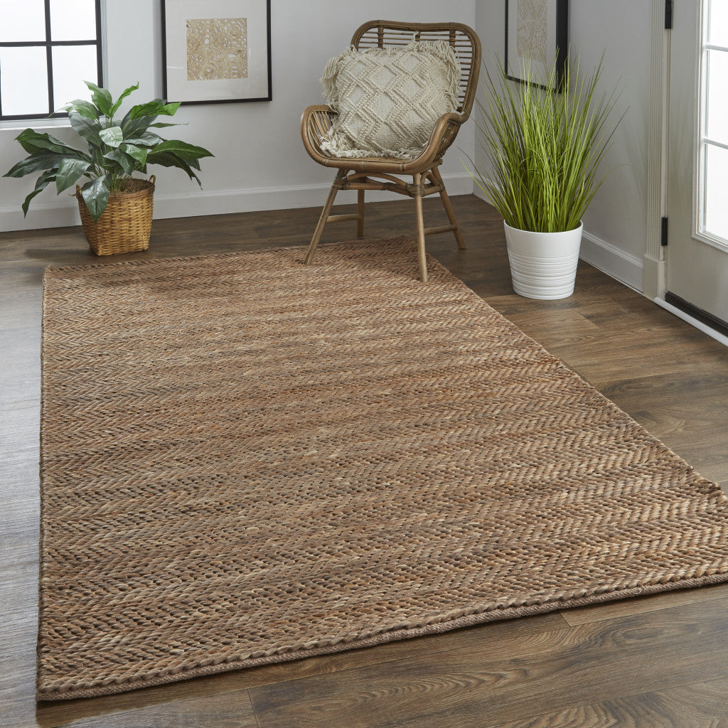 8' X 11' Tan And Gray Hand Woven Area Rug