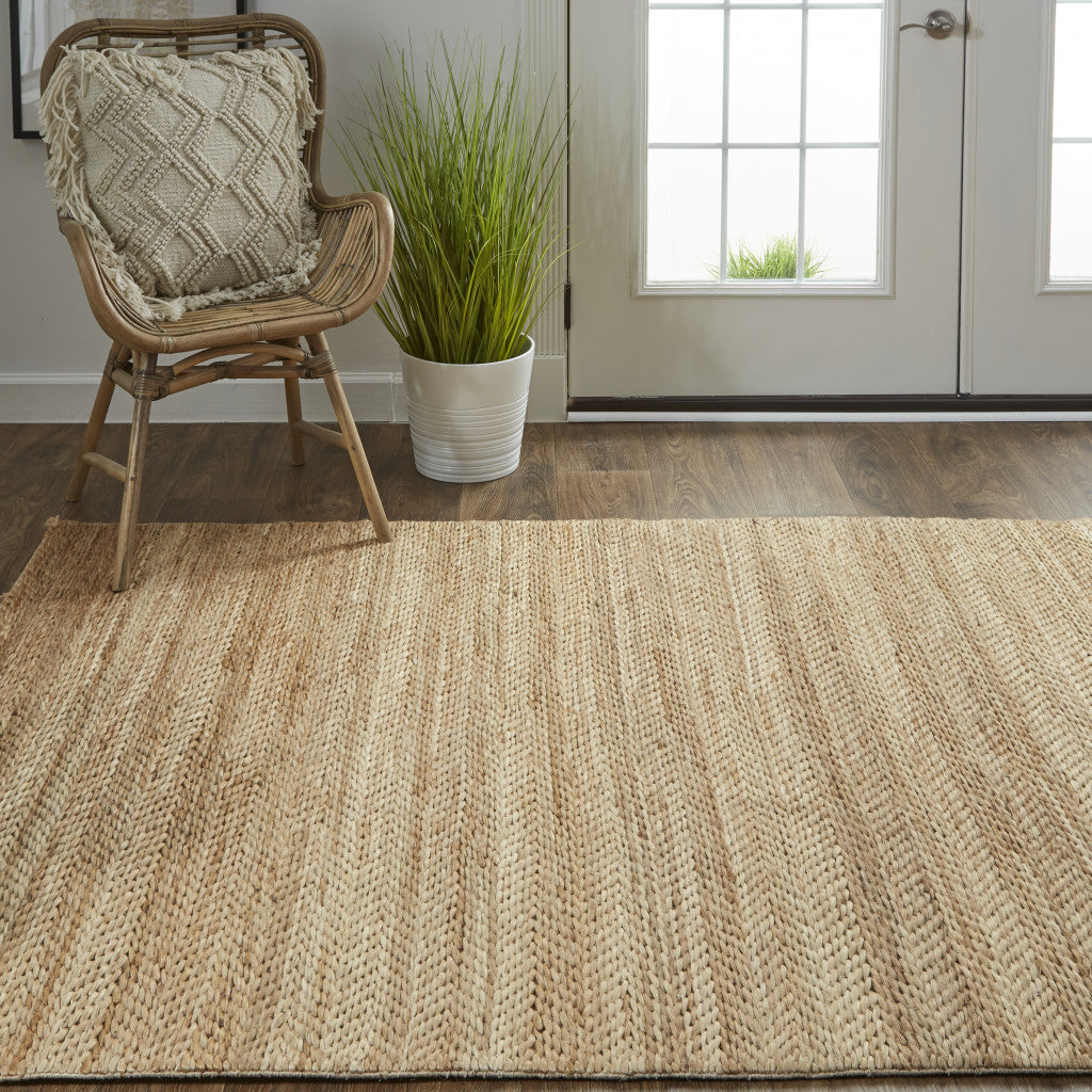 8' X 11' Tan And Gray Hand Woven Area Rug