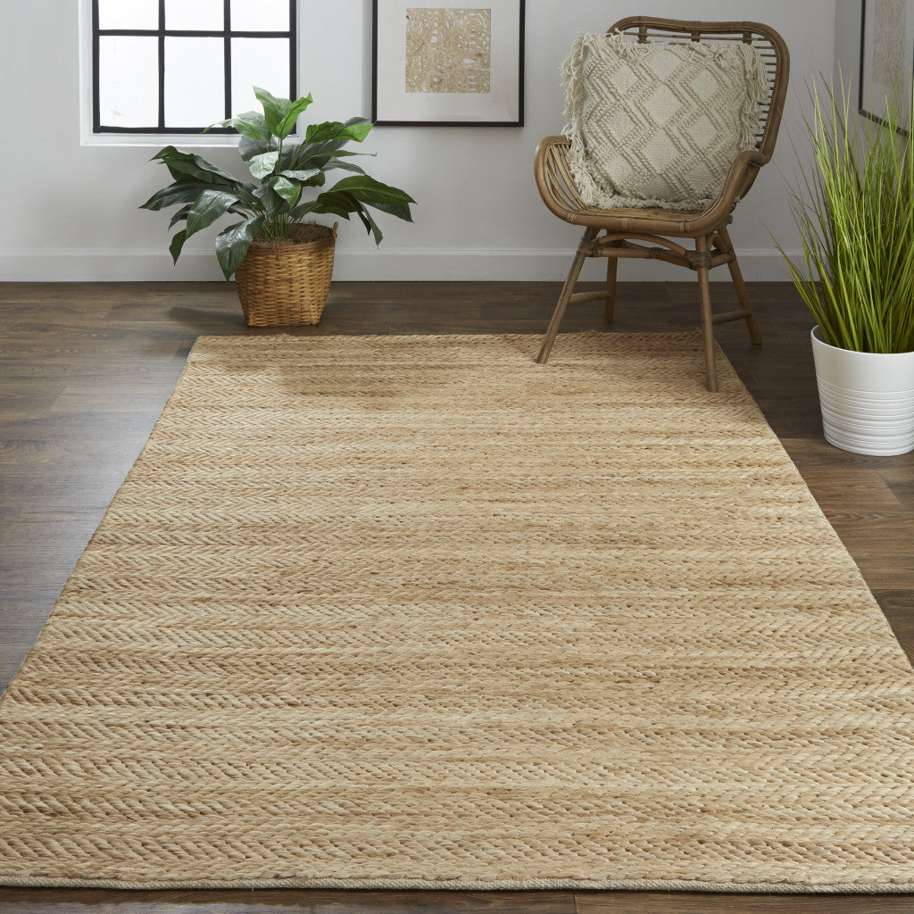 8' X 11' Tan And Gray Hand Woven Area Rug