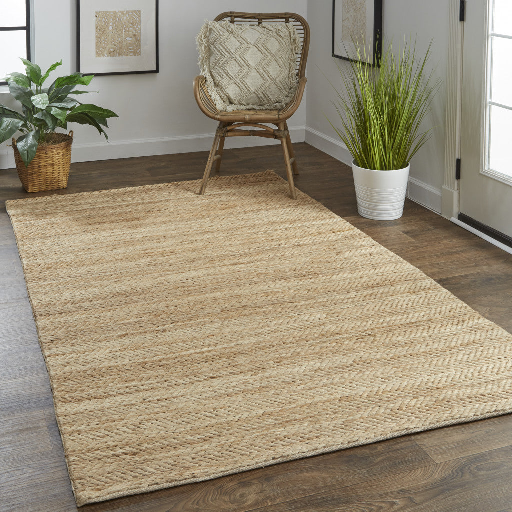 8' X 11' Tan And Gray Hand Woven Area Rug