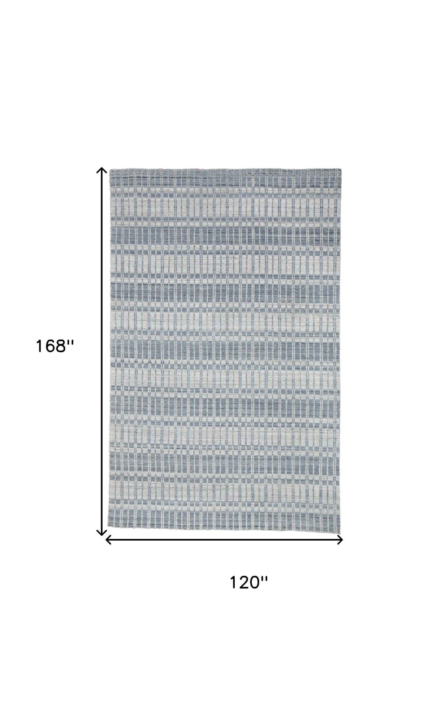 9' X 13' Blue Gray And Ivory Striped Hand Woven Area Rug