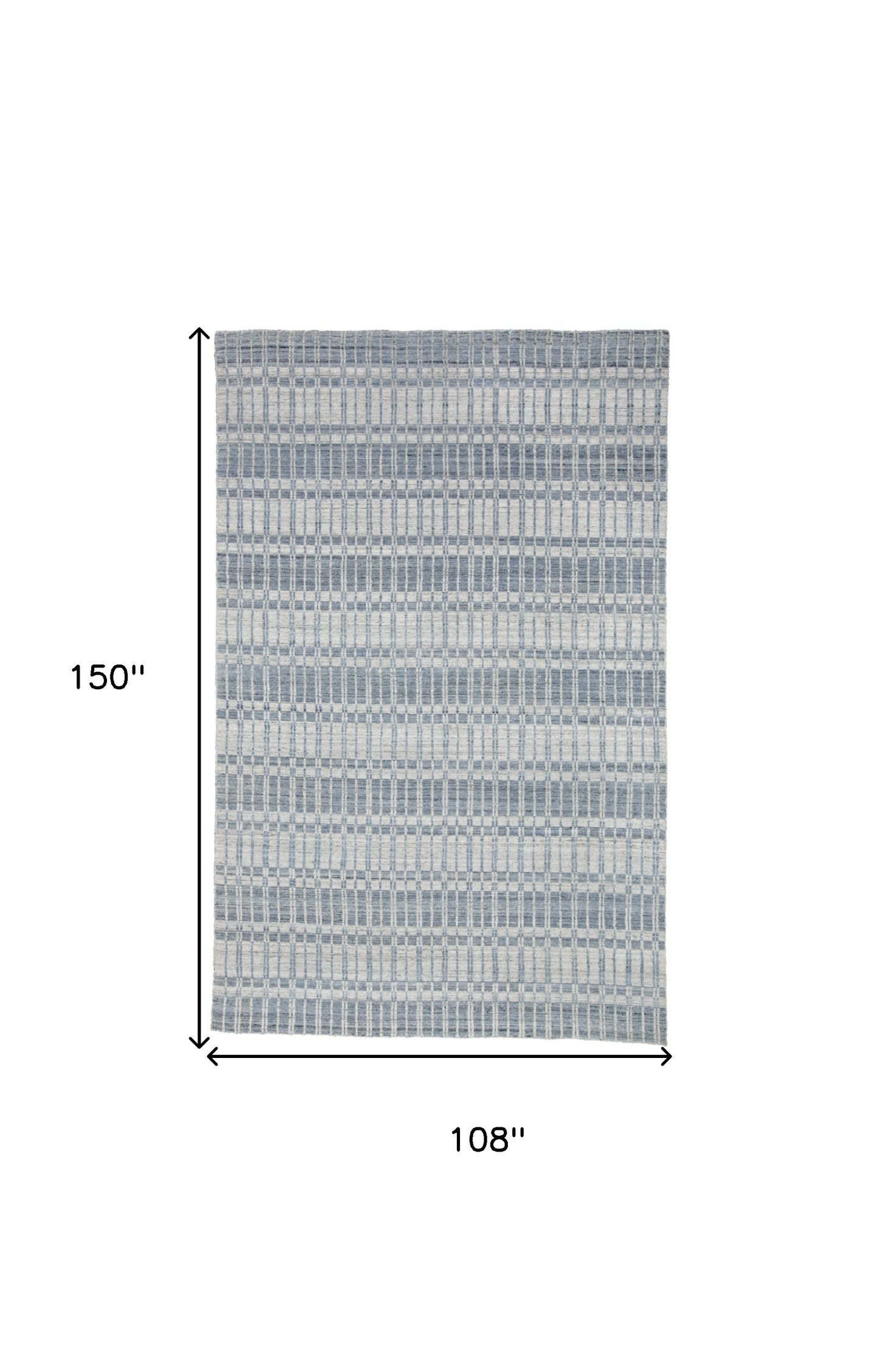 9' X 13' Blue Gray And Ivory Striped Hand Woven Area Rug