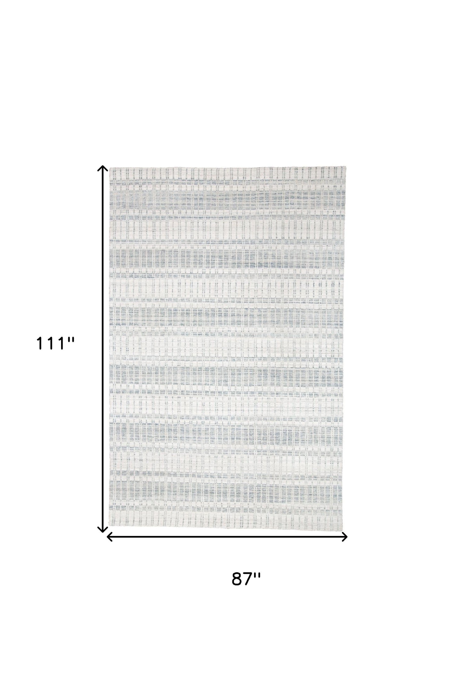 9' X 13' Blue Gray And Ivory Striped Hand Woven Area Rug