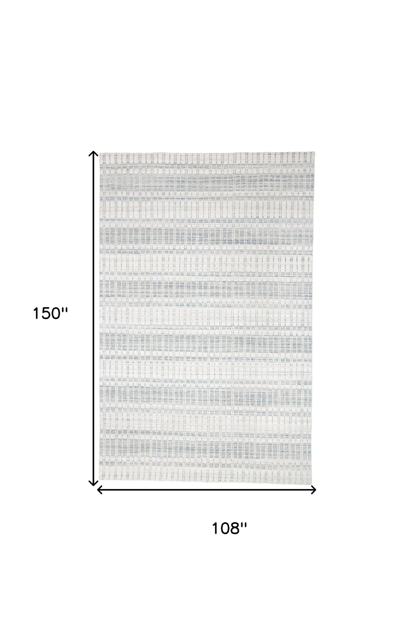 9' X 13' Blue Gray And Ivory Striped Hand Woven Area Rug