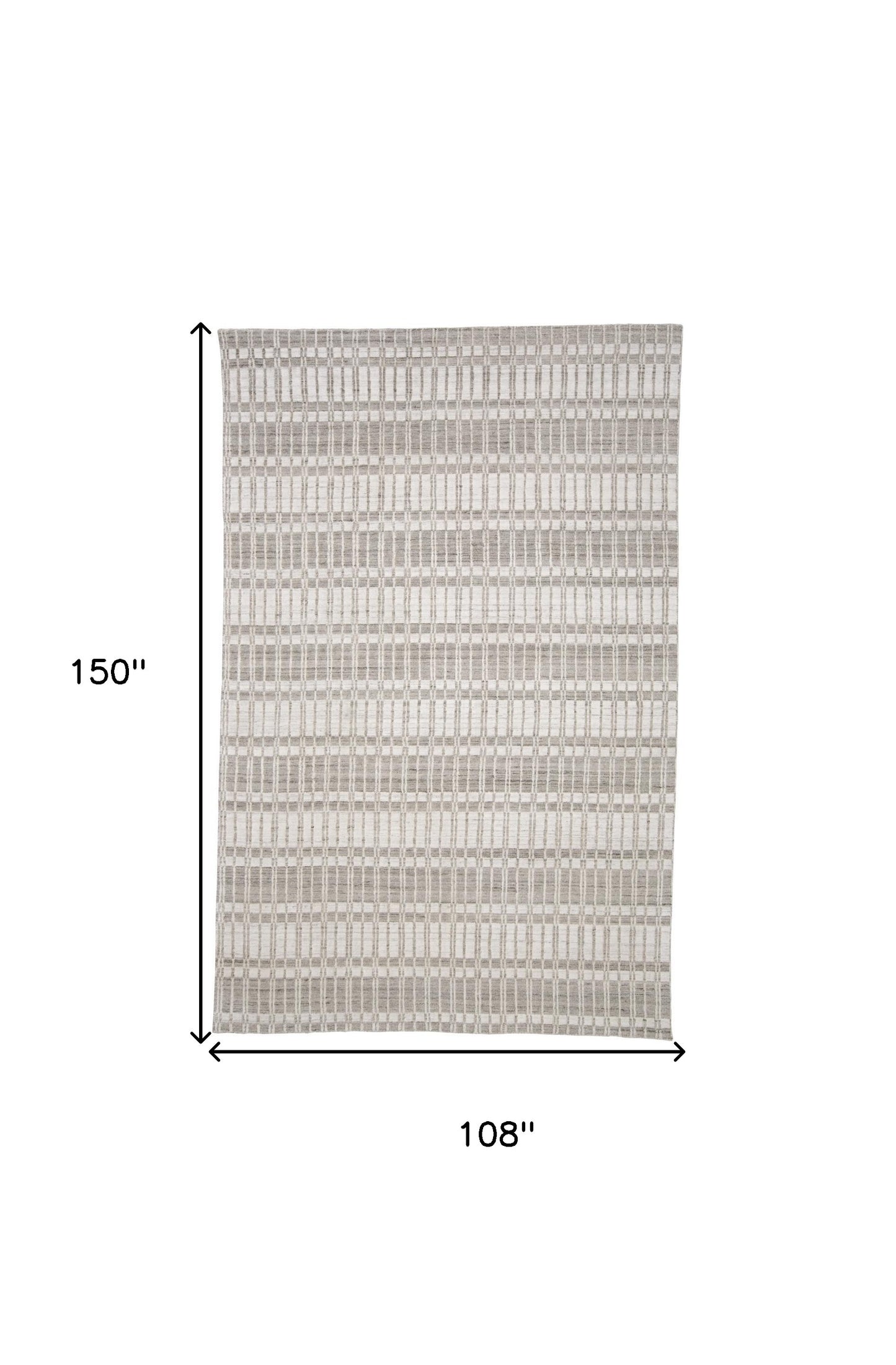 9' X 13' Blue Gray And Ivory Striped Hand Woven Area Rug